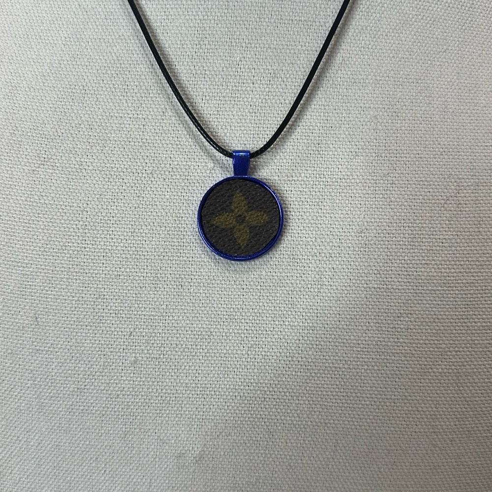 Necklace with upcycled Louis Vuitton monogram charm